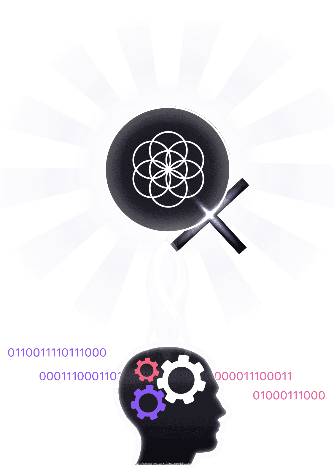 Abstract illustration of consciousness and energy connecting mind to reality
